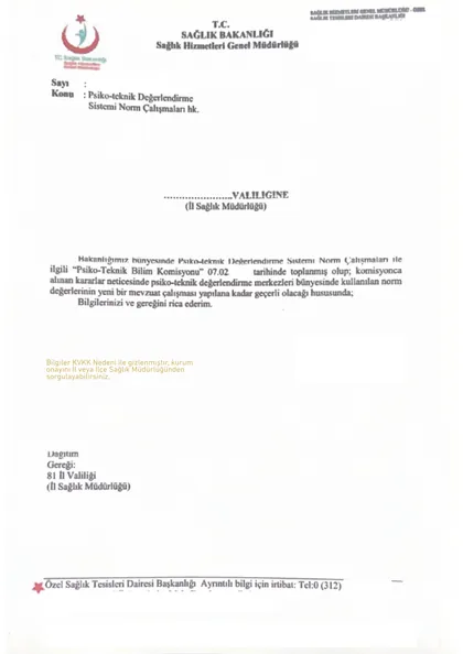 Norm değerleri genelgesi - Sağlık Bakanlığı Sağlık Hizmetleri Genel Müdürlüğü