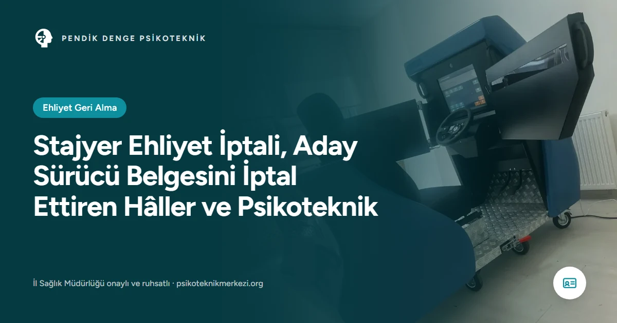 Stajyer Ehliyet İptali, Aday Sürücü Belgesini İptal Ettiren Hâller ve Psikoteknik - Pendik Denge Psikoteknik Merkezi
