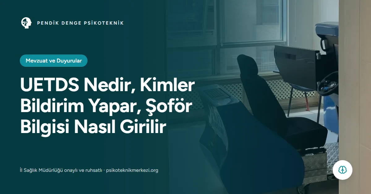 UETDS Nedir, Kimler Bildirim Yapar, Şoför Bilgisi Nasıl Girilir - Pendik Denge Psikoteknik Merkezi