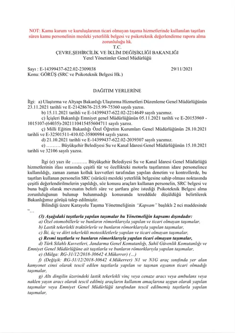 Kamu Personeli için SRC ve Psikoteknik Belgesi Görüşü - sayfa 1