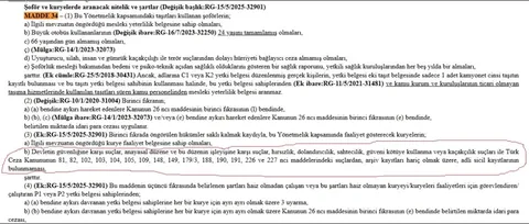 Karayolu Taşıma Yönetmeliği 34. Madde, Şoför ve Kuryelerde Aranacak Şartlar - sayfa 1