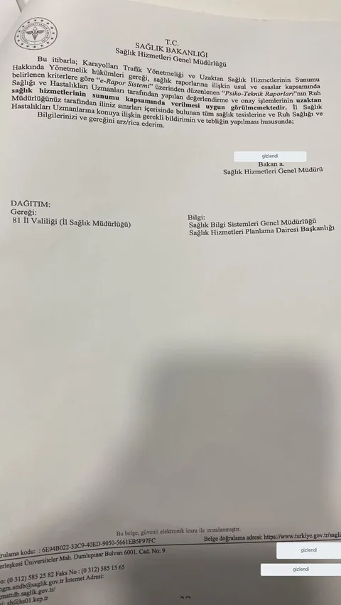 Psiko-Teknik Raporlarının Uzaktan Sağlık Hizmeti ile Onaylanamayacağına Dair Yazı - sayfa 2